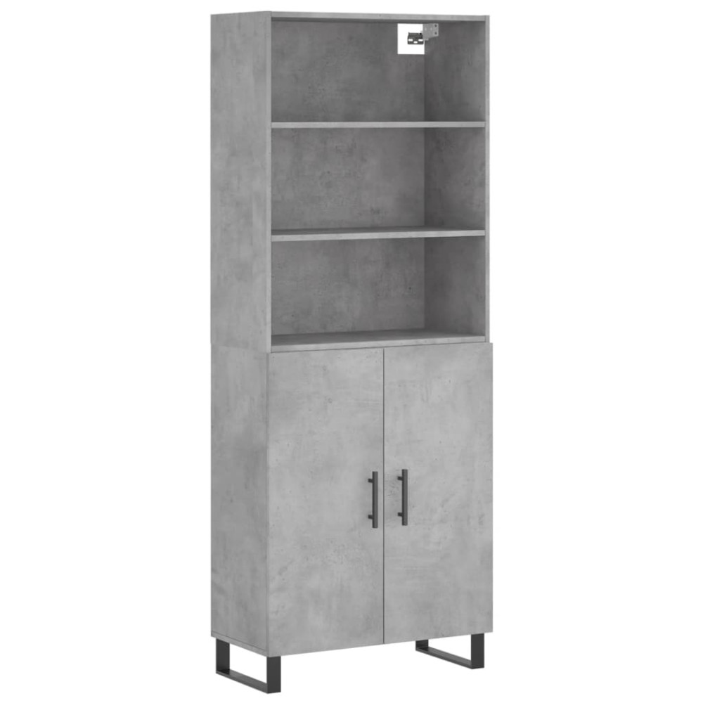 Produktbild för Högskåp betonggrå 69,5x34x180 cm konstruerat trä