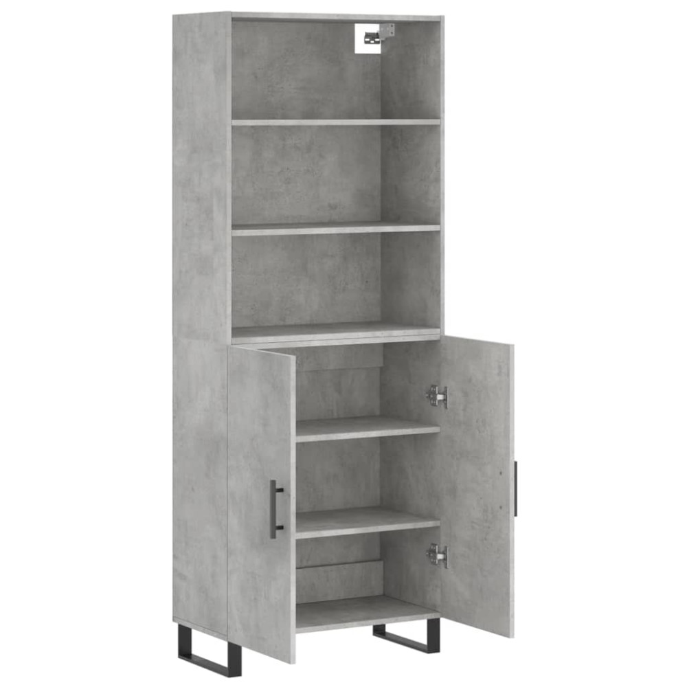 Produktbild för Högskåp betonggrå 69,5x34x180 cm konstruerat trä
