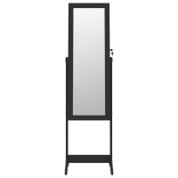 Miniatyr av produktbild för Spegelsmyckesskåp med LED-lampor fristående svart