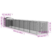 Produktbild för Hundkoja med tak ljusgrå 117x813x123 cm galvaniserat stål