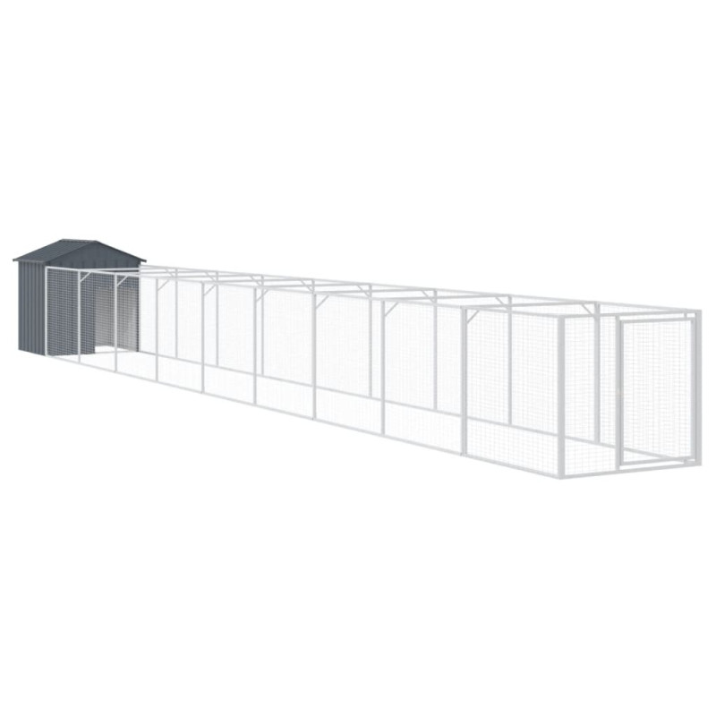 Produktbild för Hundkoja med tak antracit 117x1017x123 cm galvaniserat stål