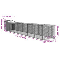 Produktbild för Hundkoja med tak antracit 117x813x123 cm galvaniserat stål