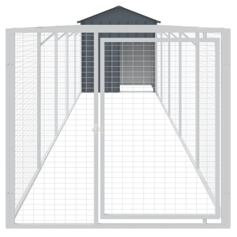 Produktbild för Hundkoja med tak antracit 117x609x123 cm galvaniserat stål