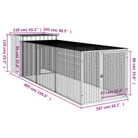 Produktbild för Hönshus med gård antracit 110x405x110 cm galvaniserat stål