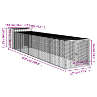 Produktbild för Hönshus med gård antracit 110x609x110 cm galvaniserat stål