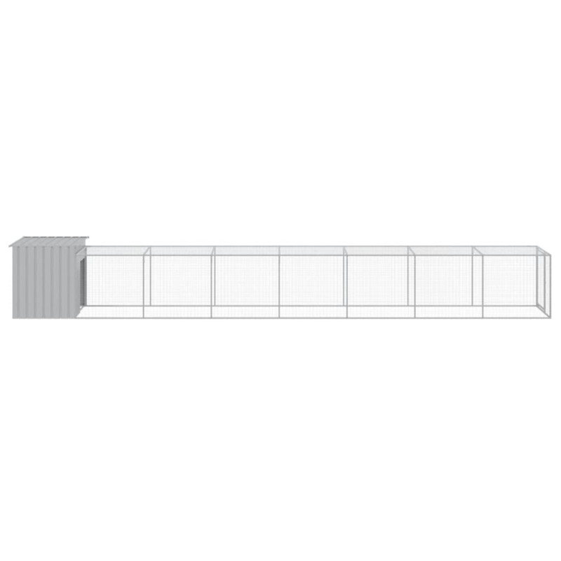 Produktbild för Hönshus med gård ljusgrå 110x813x110 cm galvaniserat stål
