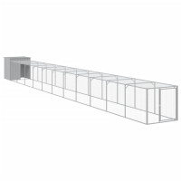 Produktbild för Hönshus med gård ljusgrå 110x1221x110 cm galvaniserat stål