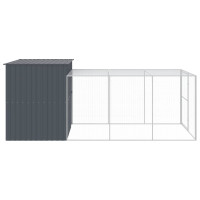 Produktbild för Hundkoja med gård antracit 214x457x181 cm galvaniserat stål