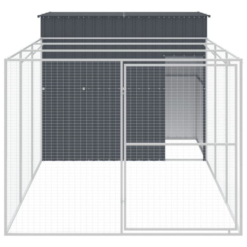 Produktbild för Hundkoja med gård antracit 214x457x181 cm galvaniserat stål