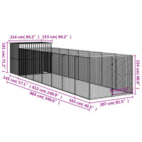 Produktbild för Hundkoja med gård antracit 214x865x181 cm galvaniserat stål