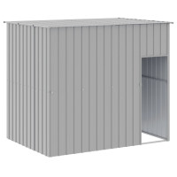 Produktbild för Hundkoja med gård ljusgrå 214x457x181 cm galvaniserat stål