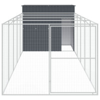 Produktbild för Hundkoja med gård antracit 214x661x181 cm galvaniserat stål