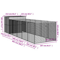 Produktbild för Hundkoja med gård antracit 214x661x181 cm galvaniserat stål