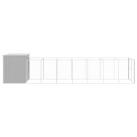 Miniatyr av produktbild för Hundkoja med gård ljusgrå 214x865x181 cm galvaniserat stål