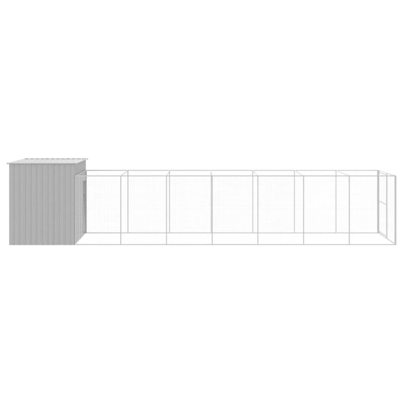 Produktbild för Hundkoja med gård ljusgrå 214x865x181 cm galvaniserat stål