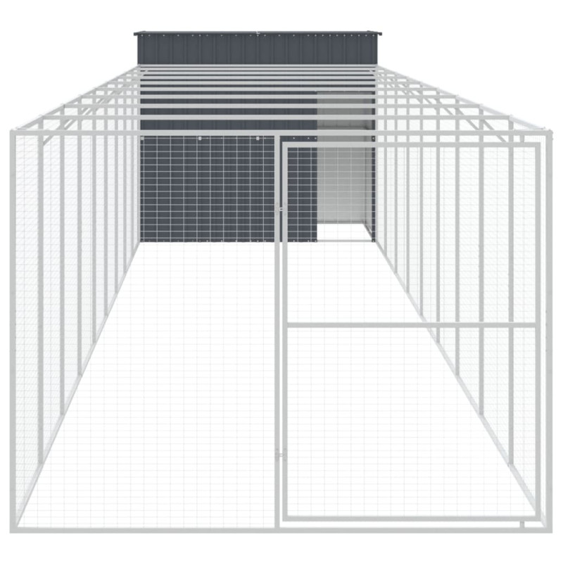 Produktbild för Hundkoja med gård antracit 214x1069x181 cm galvaniserat stål