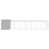 Produktbild för Hundkoja med gård ljusgrå 214x865x181 cm galvaniserat stål