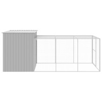 Produktbild för Hundkoja med gård ljusgrå 214x457x181 cm galvaniserat stål