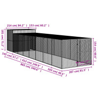 Produktbild för Hundkoja med gård antracit 214x865x181 cm galvaniserat stål