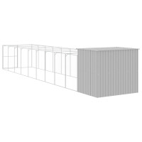 Produktbild för Hundkoja med gård ljusgrå 214x1069x181 cm galvaniserat stål
