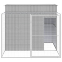Produktbild för Hundkoja med gård ljusgrå 214x253x181 cm galvaniserat stål
