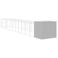 Produktbild för Hundkoja med gård ljusgrå 214x1273x181 cm galvaniserat stål
