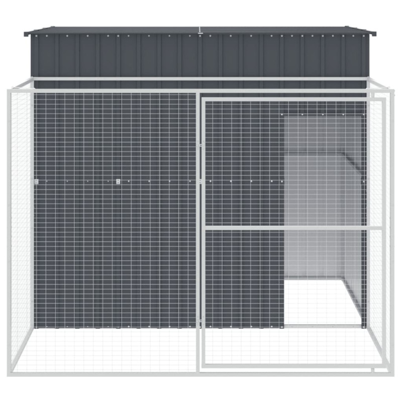 Produktbild för Hundkoja med gård antracit 214x253x181 cm galvaniserat stål