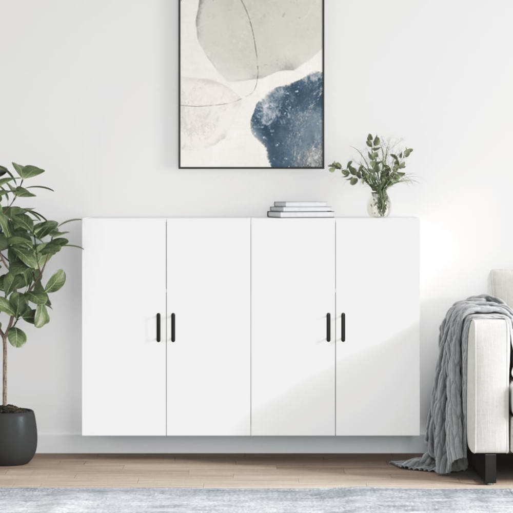 Produktbild för Väggskåp 2 st vit 69,5x34x90 cm