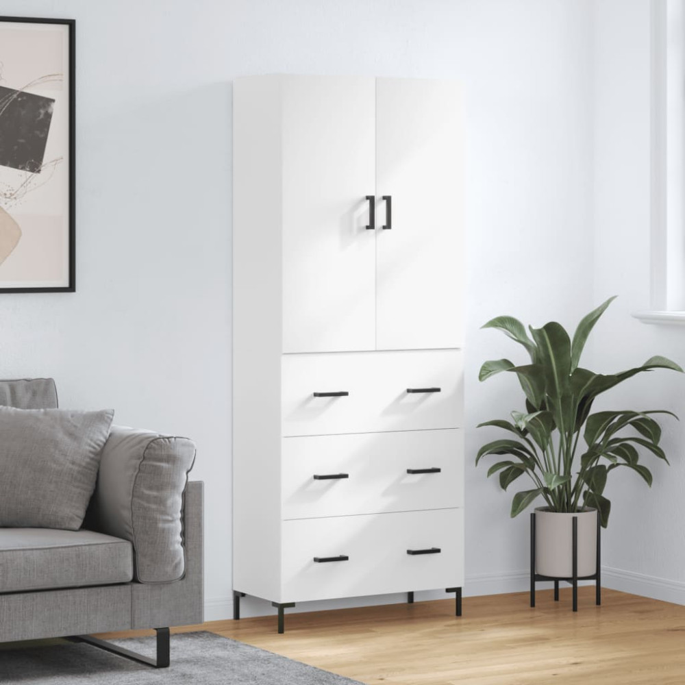 Produktbild för Högskåp vit 69,5x34x180 cm konstruerat trä