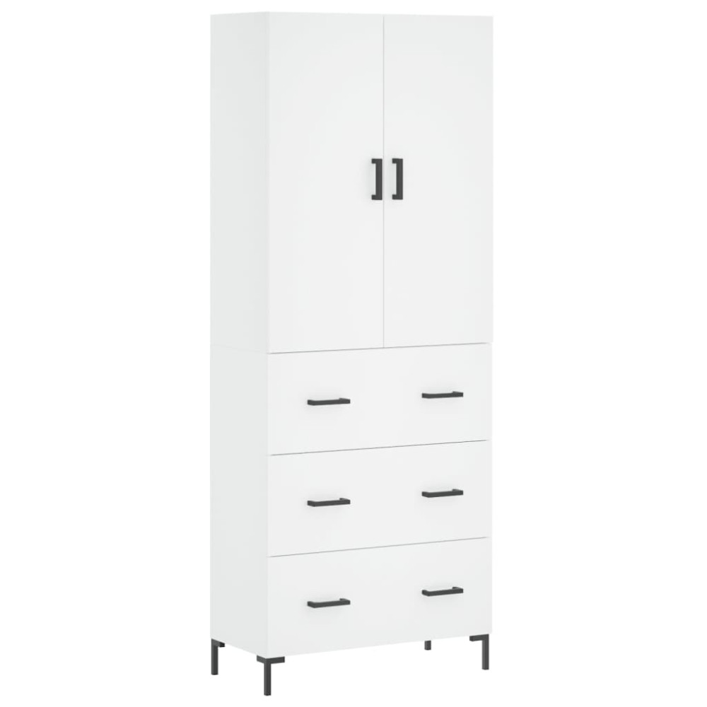 Produktbild för Högskåp vit 69,5x34x180 cm konstruerat trä