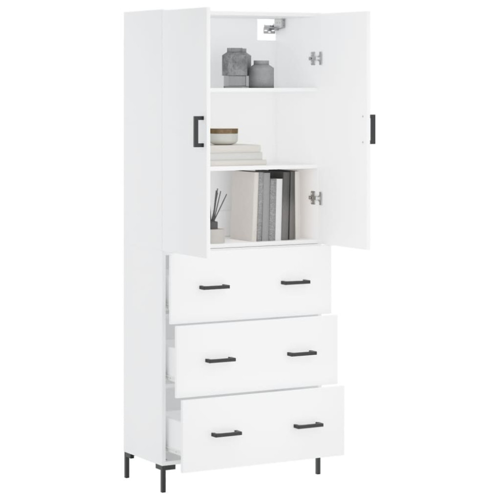 Produktbild för Högskåp vit 69,5x34x180 cm konstruerat trä