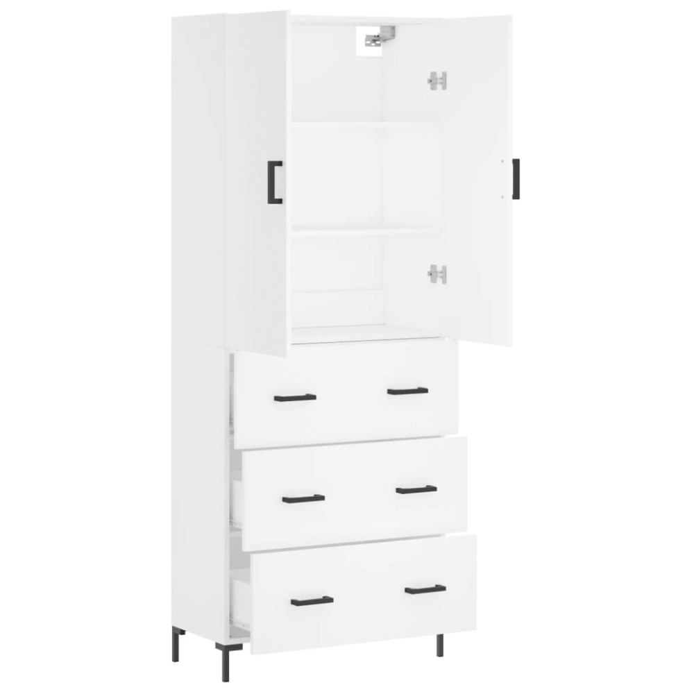 Produktbild för Högskåp vit 69,5x34x180 cm konstruerat trä