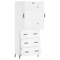 Produktbild för Högskåp vit 69,5x34x180 cm konstruerat trä