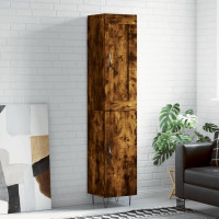 Produktbild för Högskåp rökfärgad ek 34,5x34x180 cm konstruerat trä