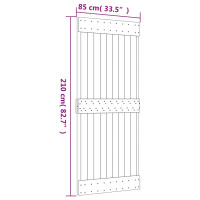 Produktbild för Skjutdörr med beslag 85x210 cm massiv furu