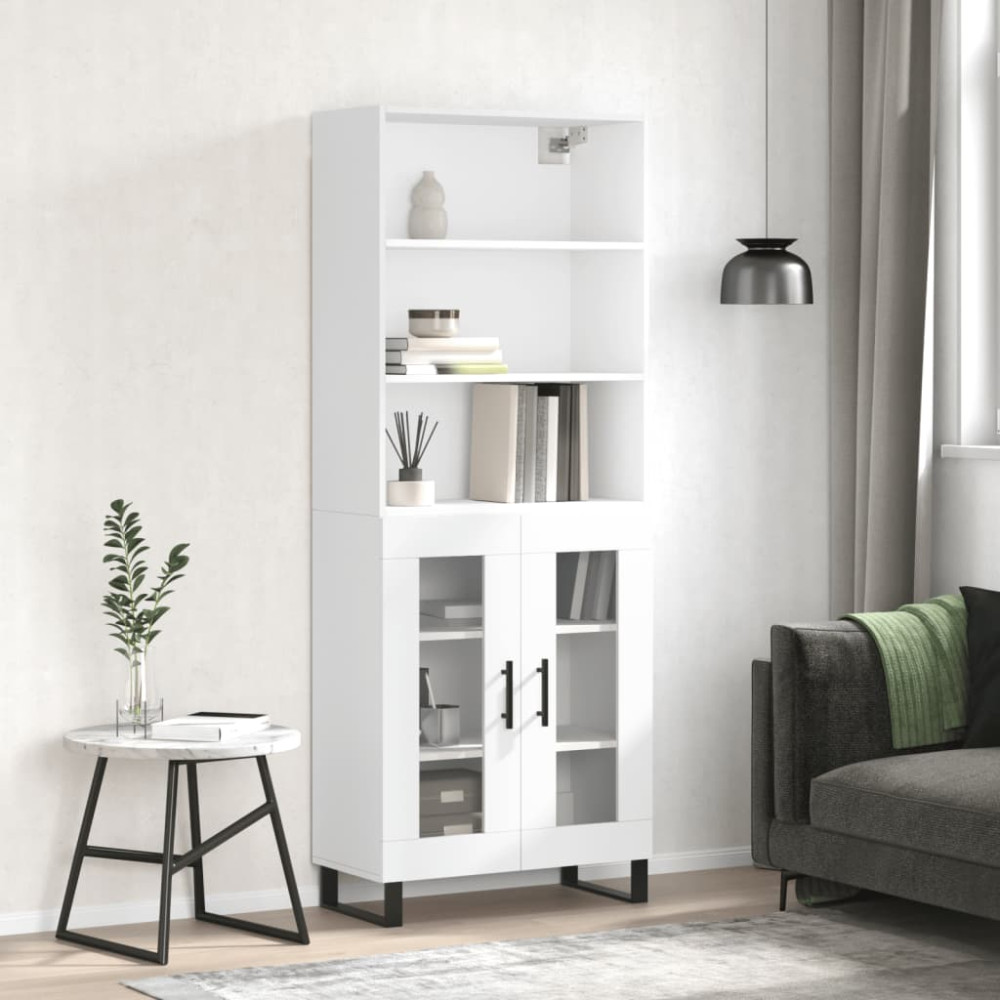 Produktbild för Högskåp vit 69,5x34x180 cm konstruerat trä