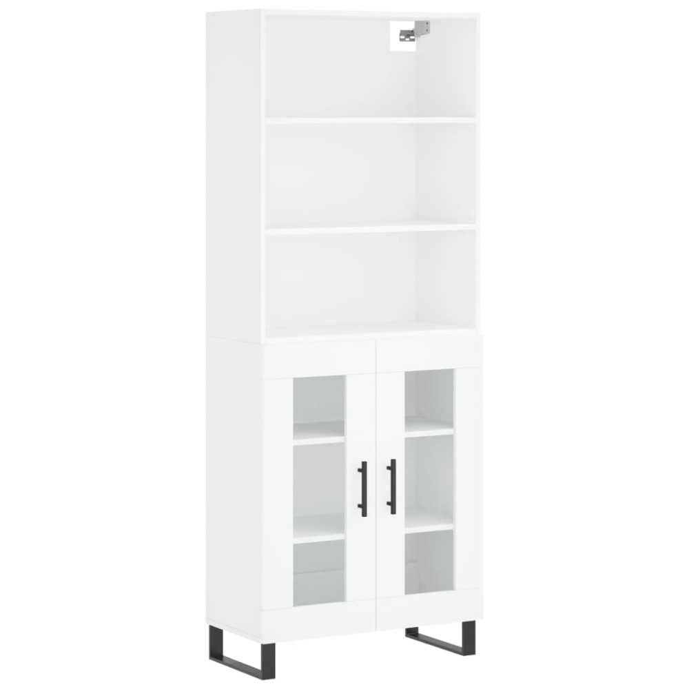 Produktbild för Högskåp vit 69,5x34x180 cm konstruerat trä