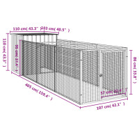 Produktbild för Hundgård med gård ljusgrå 110x405x110 cm galvaniserat stål