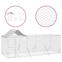 Produktbild för Hundgård med tak silver 6x2x2,5 m galvaniserat stål