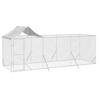 Produktbild för Hundgård med tak silver 6x2x2,5 m galvaniserat stål