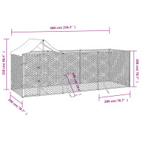 Produktbild för Hundgård med tak silver 6x2x2,5 m galvaniserat stål