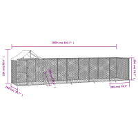Produktbild för Hundgård med tak silver10x2x2,5 m galvaniserat stål