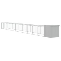 Produktbild för Hundgård med gård ljusgrå 110x1221x110 cm galvaniserat stål