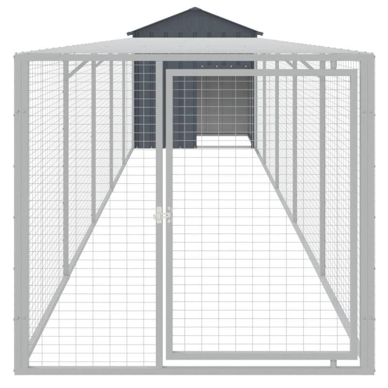 Produktbild för Hönshus med gård antracit 117x609x123 cm galvaniserat stål