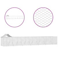 Produktbild för Hundgård med tak silver 14x2x2,5 m galvaniserat stål