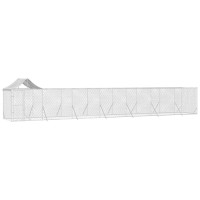 Produktbild för Hundgård med tak silver 14x2x2,5 m galvaniserat stål