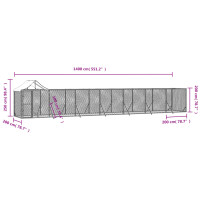 Produktbild för Hundgård med tak silver 14x2x2,5 m galvaniserat stål