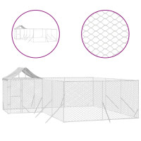 Produktbild för Hundgård med tak silver 6x6x2,5 m galvaniserat stål