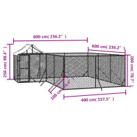 Produktbild för Hundgård med tak silver 6x6x2,5 m galvaniserat stål