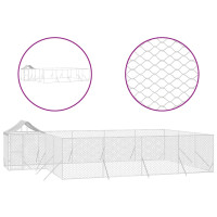 Produktbild för Hundgård med tak silver 10x6x2,5 m galvaniserat stål
